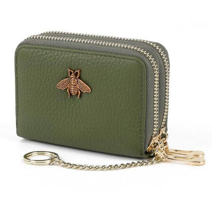 imeetu RFID Credit Card Holder, Small Card Wallet Women, Leather Card Case - color: Max - Olive Green, size: Max