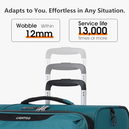 LIGHTGO 20" Carry On Softside Luggage, Ultra Light, TSA Lock Turquoise - color: Turquoise, size: 20in