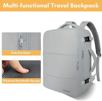 Taygeer Carry On Backpack for Men Women, Travel Backpack with Shoe Pouch - color: Elephantgray, size: X-Large