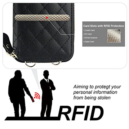 Bocasal Crossbody Wallet Case Card Holder for iPhone 14 Pro Max Black - color: Black