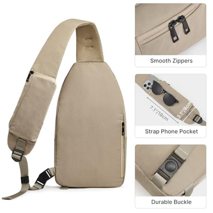 G4Free Sling Bag for Men, RFID Blocking Crossbody Bag for Daily - color: khaki