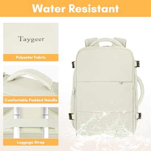 Taygeer Large Travel Backpack, 17 inch Laptop Backpack for Women - color: Creambeige, size: X-Large