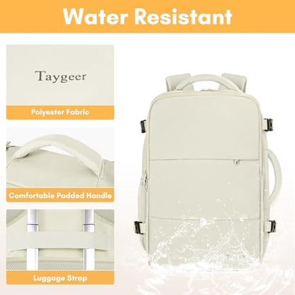 Taygeer Large Travel Backpack, 17 inch Laptop Backpack for Women - color: Creambeige, size: X-Large