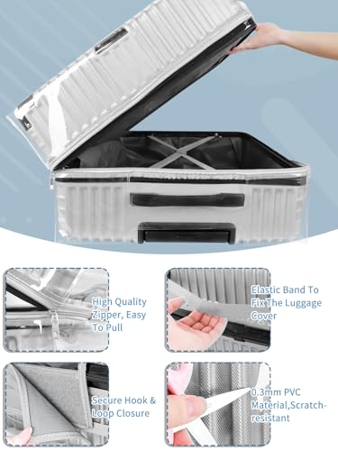 Yotako Upgraded Zippered Clear PVC Suitcase Cover 24 Inch - color: 70%clear 30%grey, size: 24inch