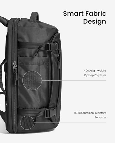 tomtoc Travel Backpack 28L,TSA Personal Item Bag Flight Approved,PFAS Free - color: Black-ripstop, size: 28L