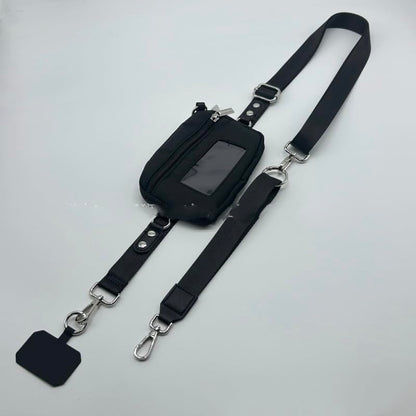 Clip And Go Strap for Phone with Wallet Checkered Crossbody Phone Lanyard With AntiTheft Zipper Pouch - color: Black Red-16
