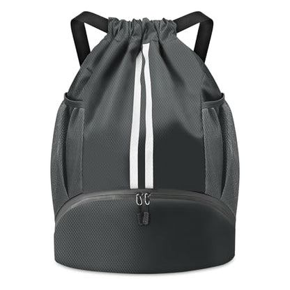 BROTOU Soccer Bags, Football Backpack, Volleyball Bag, Drawstring Backpack - color: Dark Gray