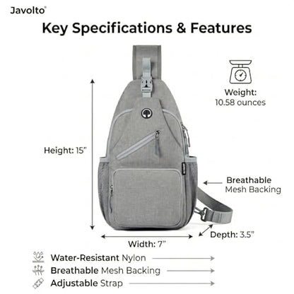 Javolto Crossbody Sling Bag,Small Backpack Men,Hands-Free Shoulder Daypack - color: Grey