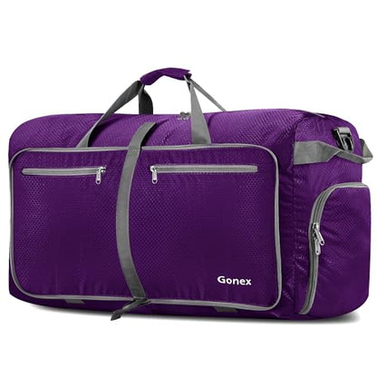 Gonex Foldable Travel Duffle Bag, Lightweight with Shoe Compartment - color: Purple, size: 40L