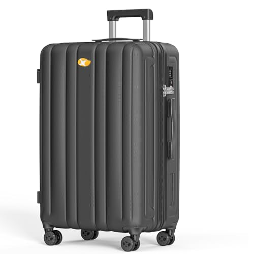 MGB 24 Inch Checked Hard Shell Suitcase, Scratch Resistant with TSA Lock - color: Black, size: 24 Inch - Checked