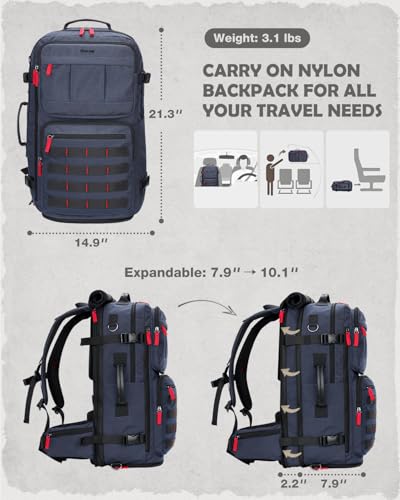 Gonex Travel Backpack, 40L Expandable Carry On, 3-in-1 Convertible - color: Dark Blue