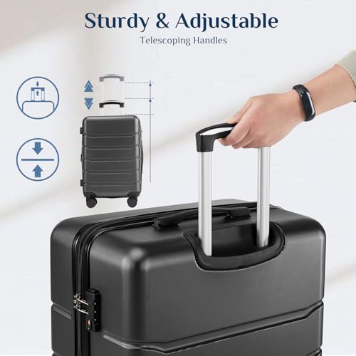 OLIXIS 28 Inch Luggage, Hardside Checked Suitcase with Spinner Wheels, Lightweight ABS Hard Shell Travel Luggage, TSA Approved Lock, Expandable Large Suitcase for Business & Travel–Black - color: Black, size: 28 IN