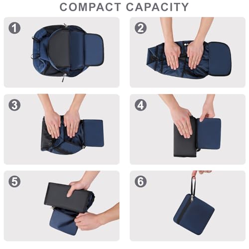 Lightweight Hiking Backpack 30L Packable Foldable Daypack Collapsible Travel Bag Water-Resistant for Women Men (Navy Blue) - color: Navy Blue, size: Large
