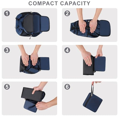 Lightweight Hiking Backpack 30L Packable Foldable Daypack Collapsible Travel Bag Water-Resistant for Women Men (Navy Blue) - color: Navy Blue, size: Large