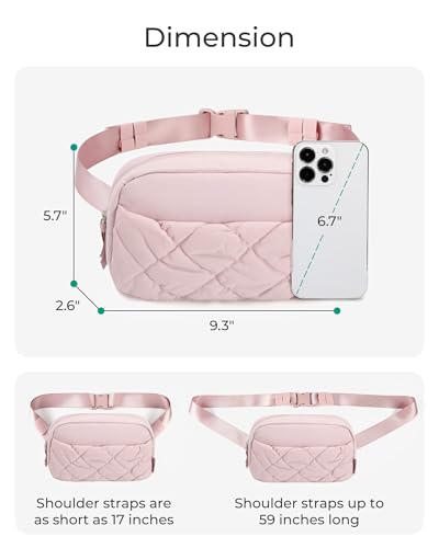 BAGSMART Puffy Fanny Packs for Women Belt Bag with Adjustable Strap - color: Camel