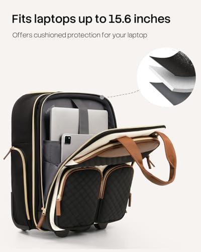 Arcoyard Underseat Carry On Luggage with Wheels, 17.3" Personal Item Bag - color: Beige Brown