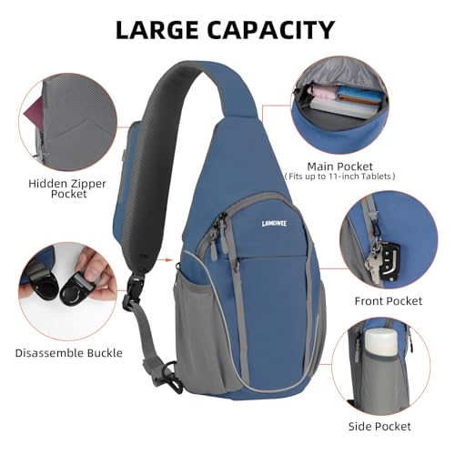 Crossbody Sling Bag, Lightweight Travel Sling Backpack with RFID Blocking - color: Blue
