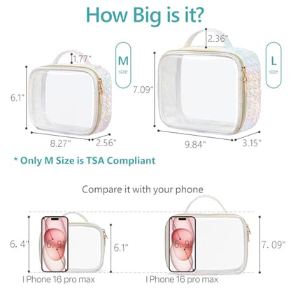 PACKISM Clear Makeup Bag Travel - TSA Approved Toiletry Bag, 2 Pack White - color: Ruched Colorful White