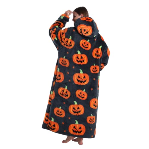 Moinlizy Oversized Wearable Blanket Hoodie for Women Men - color: Grey Pumpkin