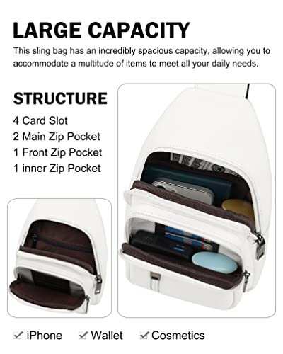 MASINTOR Sling Bag for Women, Crossbody Fanny Pack Sling Backpack, White - color: Pure White