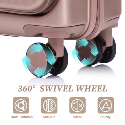 Merax 20/14 Inch Hardside Luggage, Lightweight Suitcases with Spinner Wheels - color: Champagne ABS, size: 14/20 Inch