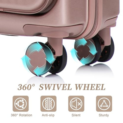 Merax 20/14 Inch Hardside Luggage, Lightweight Suitcases with Spinner Wheels - color: Champagne ABS, size: 14/20 Inch