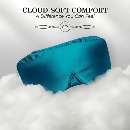 SLEEP SANCTUARY 100% Pure Mulberry Silk Sleep Mask - 22 Momme Light Blocking Hook & Loop Silk Eye Mask for Sleeping - Secure Fit for Side Sleepers, Women & Men - Cloud Soft (Peacock Blue) - color: Peacock Blue
