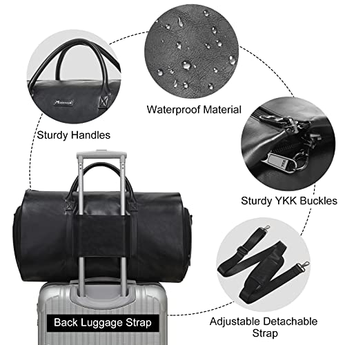 Garment Bags for Travel, 45L Carry-On Convertible Duffle with Strap - color: C-Black