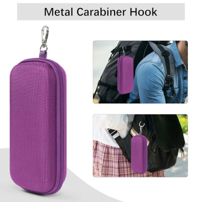 Double Eyeglasses Case for Dual Sunglasses, Hard Shell with Zipper - color: Purple