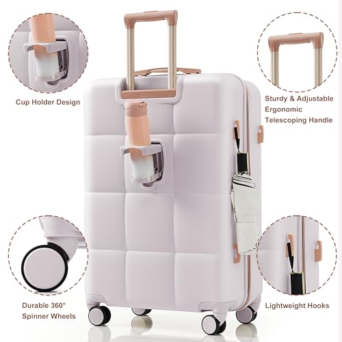 Hard Shell Suit case with Spinner Wheel Lightweight TSA Lock - color: gray(horizontal stripe), size: 20/24/28 Inch