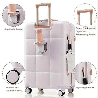 Hard Shell Suit case with Spinner Wheel Lightweight TSA Lock - color: gray(horizontal stripe), size: 20/24/28 Inch