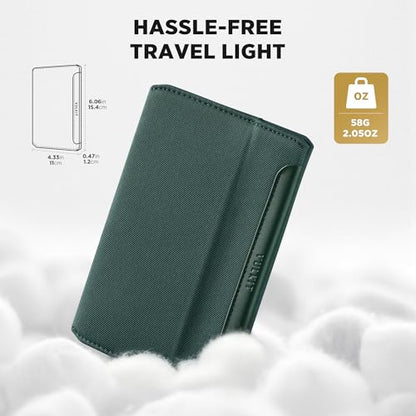 VULKIT RFID Passport Holder Slim Design Pocket Fitted Passport Cover Magnetic Closure, Single Passport Design - color: Olive
