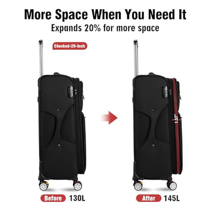 VJI 32" Softside Expandable Checked Luggage with Spinner Wheels, Black - size: 32 Inch