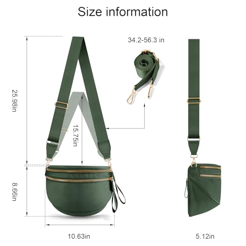 Checkered Crossbody Bags for Women, Large Nylon Bum Bags - color: Green