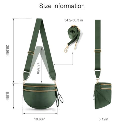 Checkered Crossbody Bags for Women, Large Nylon Bum Bags - color: Green