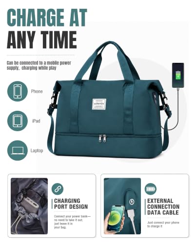 Weekender Bags for Women Travel Weekend Overnight Bag with Shoe Compartment - color: A -Peacock Blue