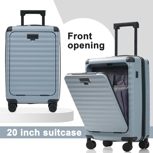 Hardside 5-Piece Luggage Set with Front Opening, Expandable Spinner (Sky Blue) - color: N + Sky Blue