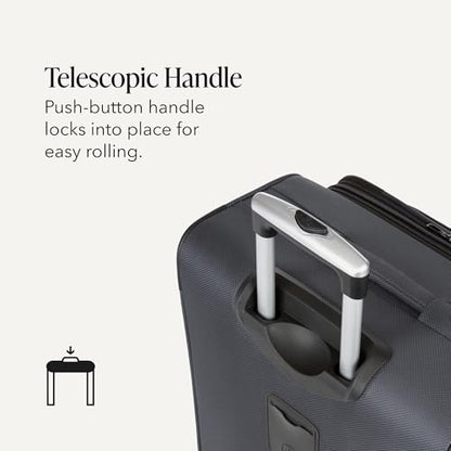 SwissGear Sion Softside Expandable Spinner Luggage Durable Lightweight Travel Suitcase, Dark Grey, Checked-Large - color: Dark Grey, size: Checked-Large