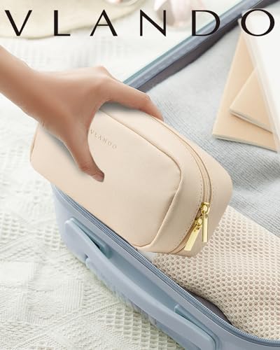 VLANDO Makeup Bag Cosmetic Pouch for Travel Essentials,White - color: 02-White