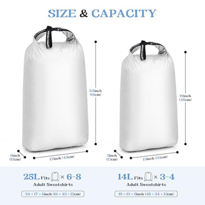 2 Pack Travel Laundry Bags for Dirty Clothes, Waterproof Laundry Bag - color: White