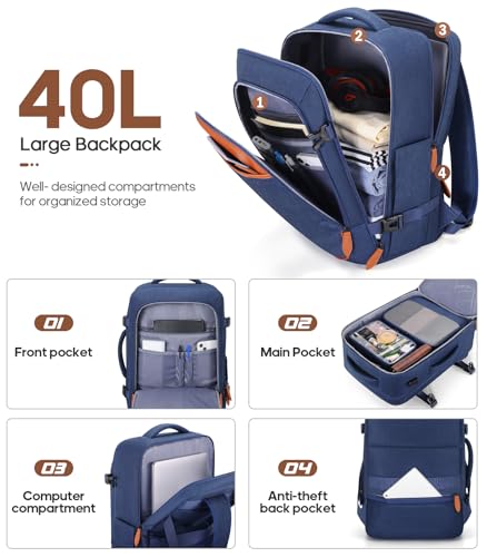 UKEIN Luggage Sets 3Piece, Carry On Luggage 20in Suitcase Set With Backpack - color: Blue, size: 3 piece set (20inch)