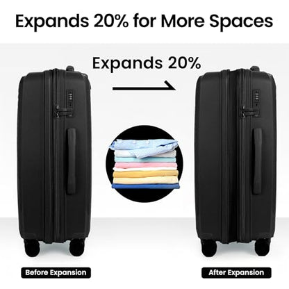 Luggage Sets 2 Piece(20/29in),w/TSA LOCK,Suitcase Set - color: Black, size: 2-Piece Set (20"/29'')