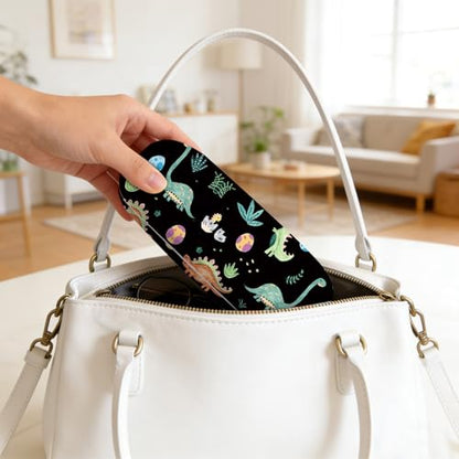 Glasses Case Hard Shell,Portable Protective Eyeglasses Case, Eyeglass Holder Box with Cleaning Cloth,for Women Men - color: Dinosaur