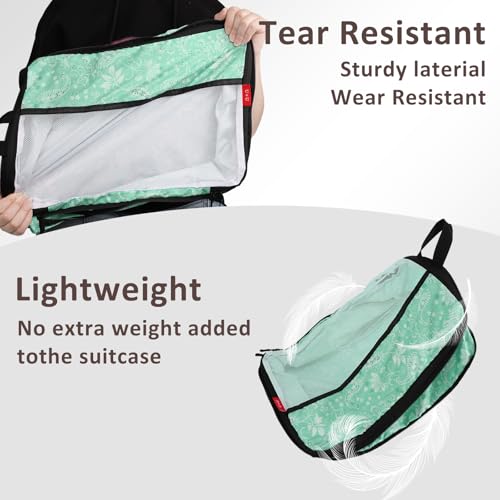 U+U 10 Set Compression Packing Cubes, Travel Organizers (Green Paisley) - color: Green Paisley, size: 10 Set