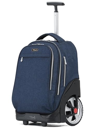 NEW TILAMI 19 Inch Rolling Backpack for School Stair-Climbing, Navy Blue - color: Navy Blue