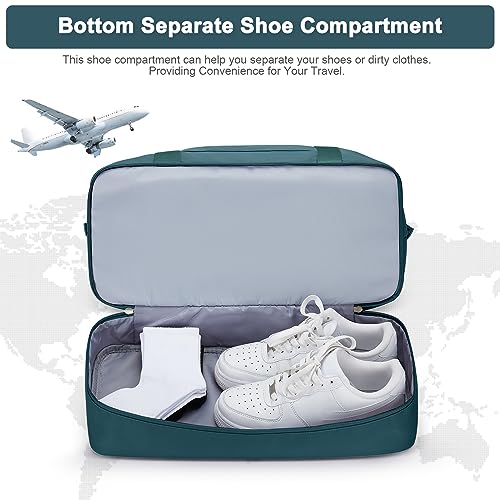 Travel Duffel Bag with Shoes Compartment, Weekender Bags for Women - color: A-Peacock Blue, size: Large
