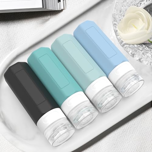 Redfly Travel Bottles for Toiletries 3oz, Silicone Travel Size Containers - color: Gray, size: 4Packs