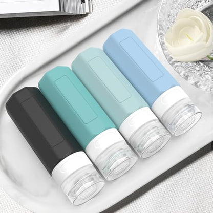 Redfly Travel Bottles for Toiletries 3oz, Silicone Travel Size Containers - color: Gray, size: 4Packs