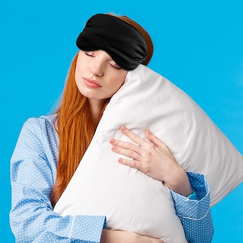 BBTO 4 Pack Silk Sleep Eye Mask, Black - color: Black
