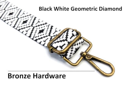Purse Strap Replacement for Crossbody Bags & Handbags - color: Black White Geometric Diamond, size: 2 Inch Wide